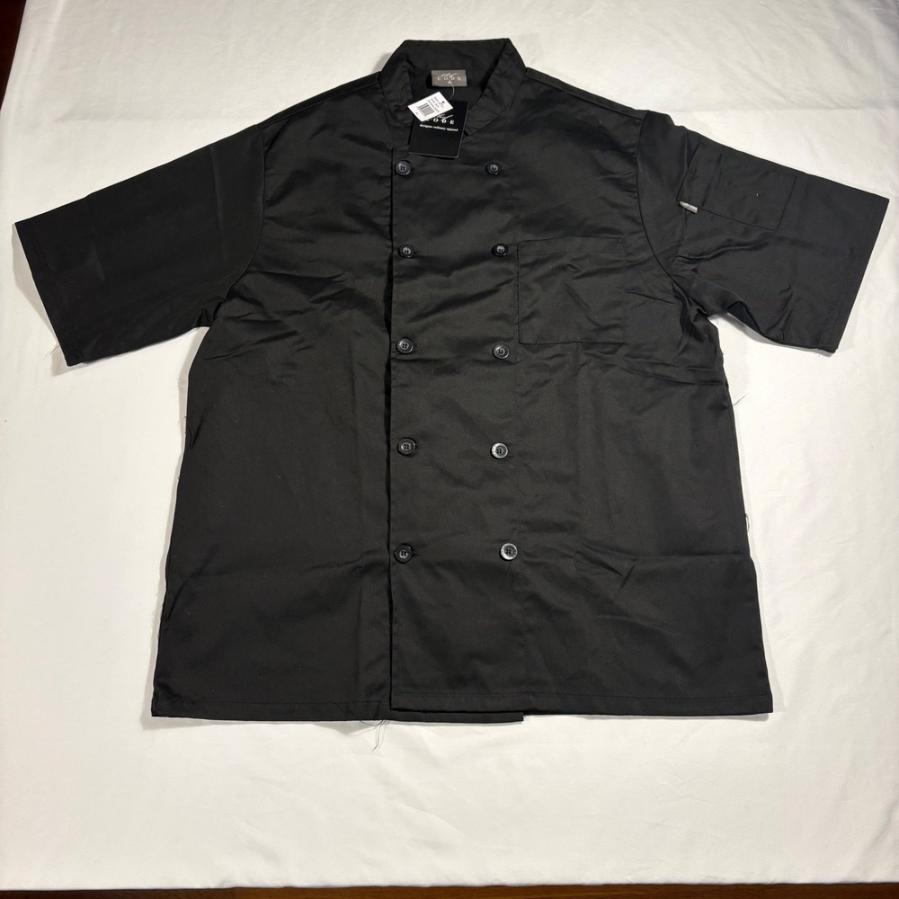 Chef Code Chef Coat Culinary Jacket Short Sleeve Black Workwear XL